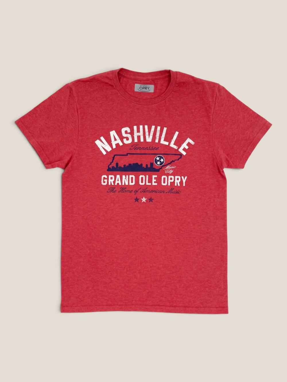Grand Ole Opry Nashville Skyline Souvenir Tee Heather Red Fits XS/S